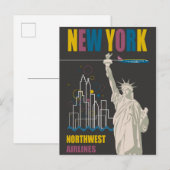 Carte Postale Affiche de voyage rétro Statue de la Liberté de Ne (Devant / Derrière)