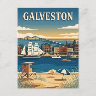 Carte Postale Affiche de voyage rétro vintage du port de Galvest