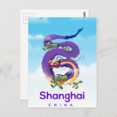 Carte Postale Affiche de voyage Shanghai China Dragon (Devant / Derrière)