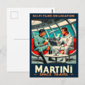 Carte Postale Affiche de voyage spatial Martini Films de science (Devant / Derrière)