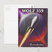 Carte Postale Affiche de voyage spatial "pour une aventure" Wolf (Devant / Derrière)
