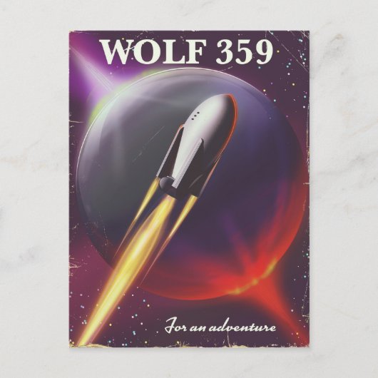 Carte Postale Affiche de voyage spatial "pour une aventure" Wolf (Devant)