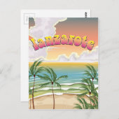 Carte Postale Affiche de voyage sur la plage de Lanzarote (Devant / Derrière)
