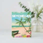 Carte Postale affiche de voyage sur la plage des Seychelles (Debout devant)