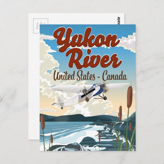 Carte Postale Affiche de voyage sur la rivière Yukon USA Canada (Devant / Derrière)