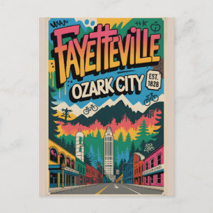 Carte Postale Affiche de voyage urbaine de Fayetteville AR Graff