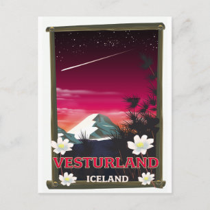 Carte Postale affiche de voyage Vesturland Islande