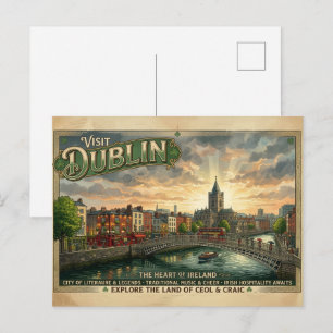 Carte Postale Affiche de voyage vintage à Dublin