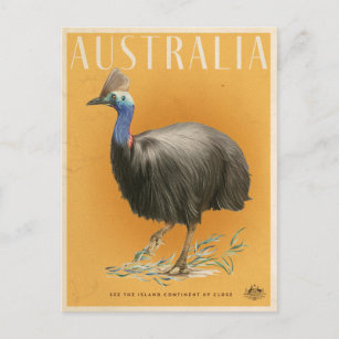 Carte Postale affiche de voyage vintage Australian Cassowary