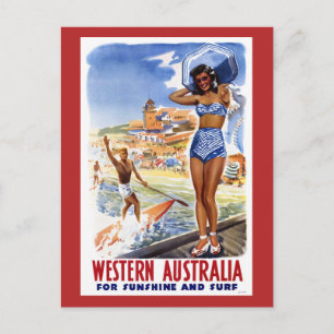 Carte Postale Affiche de voyage vintage australienne restaurée