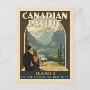 Carte Postale Affiche de voyage vintage Banff Rockies Art Déco