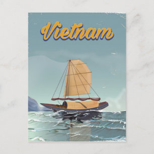 Carte Postale Affiche de voyage vintage bateau de pêche Vietnam