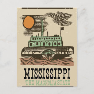 Carte Postale Affiche de voyage vintage bateau sur le fleuve Mis