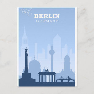Carte Postale Affiche de voyage vintage bleue de Berlin Allemagn