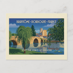 Carte Postale Affiche de voyage vintage Brantôme Dordogne France