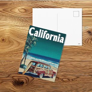Carte Postale Affiche de voyage vintage California Surf Wagon