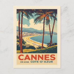 Carte Postale Affiche de voyage vintage Cannes France Plage