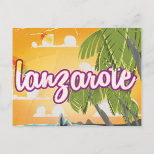 Carte Postale affiche de voyage vintage cartoon de lanzarote