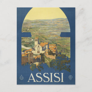 Carte Postale Affiche de voyage vintage d'Assise, Italie