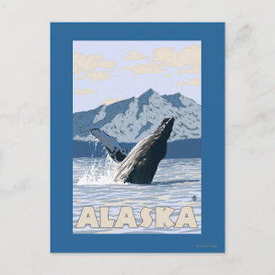 Carte Postale Affiche de voyage vintage de baleine à bosse d'Ala