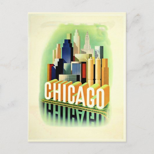 Carte Postale Affiche de voyage vintage de Chicago (Devant)