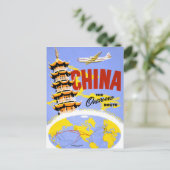 Carte Postale Affiche de voyage vintage de Chine restaurée (Debout devant)