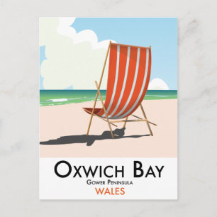 Carte Postale Affiche de voyage vintage de la baie d'Oxwich péni