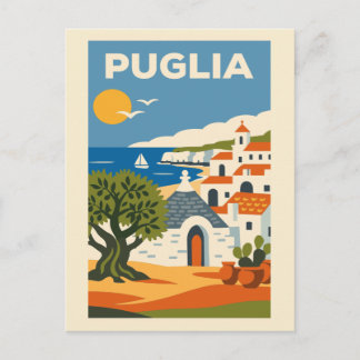 Carte Postale Affiche de voyage vintage de la côte de Pouilles I