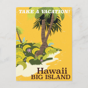 Carte Postale Affiche de voyage vintage de la grande île d'Hawai