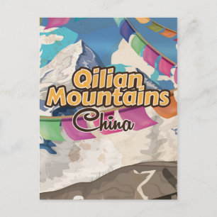 Carte Postale Affiche de voyage vintage de la montagne Qilian en