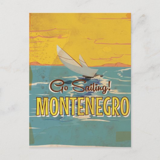 Carte Postale Affiche de voyage vintage de la voile au Monténégr (Devant)