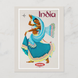 Carte Postale Affiche de voyage vintage de l'Inde restaurée