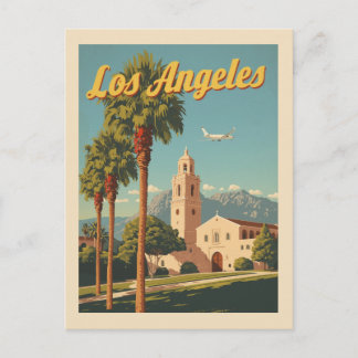 Carte Postale Affiche de voyage vintage de Los Angeles Mission