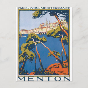 Carte Postale Affiche de voyage vintage de Menton