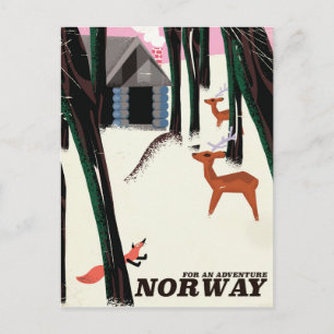 Carte Postale Affiche de voyage vintage de Norvège paysage