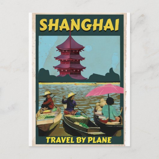 Carte Postale Affiche de voyage vintage de Shanghai (Devant)