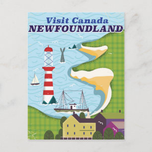 Carte Postale Affiche de voyage vintage de Terre-Neuve canadienn