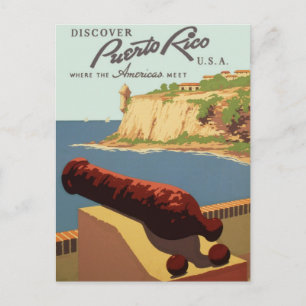 Carte Postale Affiche de voyage vintage, Découvrez Porto Rico !