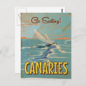 Carte Postale Affiche de voyage vintage des Canaries (Devant / Derrière)
