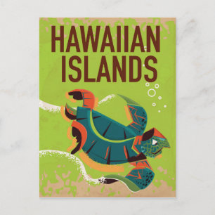Carte Postale Affiche de voyage vintage des îles hawaïennes.
