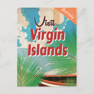 Carte Postale Affiche de voyage vintage des îles Vierges