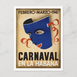 Carte Postale Affiche de voyage vintage du Carnaval de La Havane