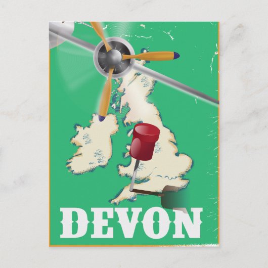 Carte Postale Affiche de voyage vintage du Devon (Devant)