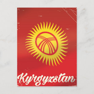 Carte Postale Affiche de voyage vintage du drapeau du Kirghizist
