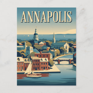 Carte Postale Affiche de voyage vintage du port d'Annapolis Mary
