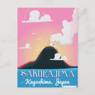 Carte Postale Affiche de voyage vintage du volcan Sakurajima Jap