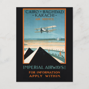 Carte Postale Affiche de voyage vintage en Egypte restaurée