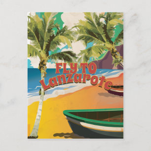 Carte Postale Affiche de voyage vintage Fly To Lanzarote