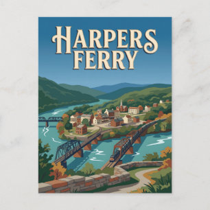 Carte Postale Affiche de voyage vintage Harpers Ferry Virginie-O