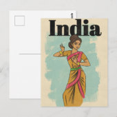 Carte Postale Affiche de voyage vintage Inde (Devant / Derrière)